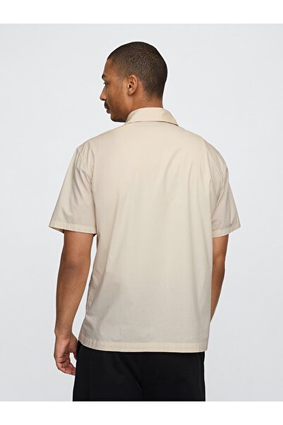 GAP Erkek Bej Fisto İşlemeli Poplin Gömlek