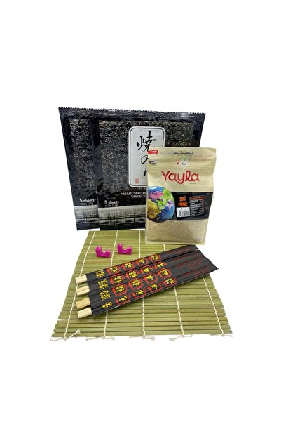 TRENDY Basic Sushi Seti: 10 Yaprak Sushi Yosunu - Sushi Pirinci 500 G - Sarma Hasırı Seti