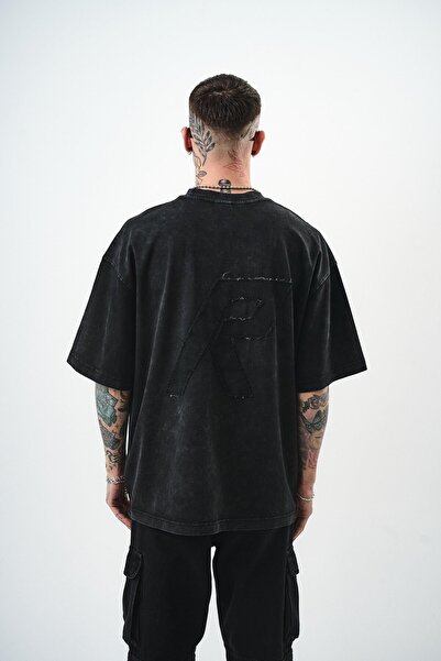 Respire Чоловічий оверсайз-футболка з рукавами та капюшоном, чорна