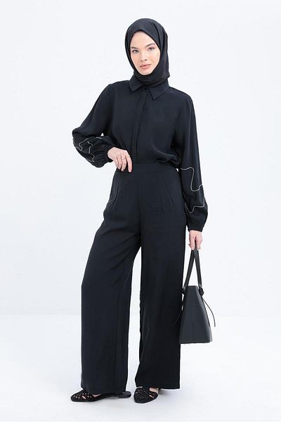 ALLDAY Modal Wide Leg Trousers with Side Zipper S77123A0