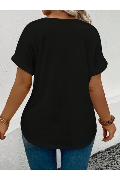 WOODROFFE Dámské oversize tričko, bílá černá s výstřihem do V a volné