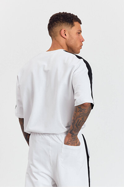 İLKCET MODA Ανδρικό Σετ Ριγέ Μπλούζα και Παντελόνι Oversize