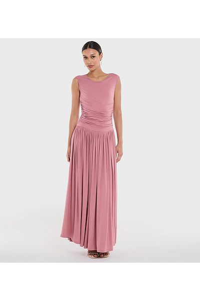 BCBG RUCHED KNIT MAXI DRESS