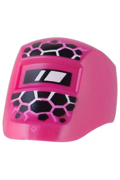 LEGO Custom Moc Minifigure Accessory: White Helmet, Pink Printed Welder Visor