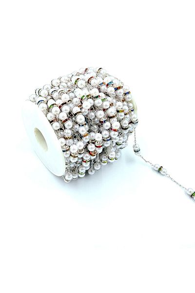 yiğit aksesuar 50cm Aluminum Non Tarnish Rondel Pearl Chain Bracelet Necklace Production with Materials in Hand