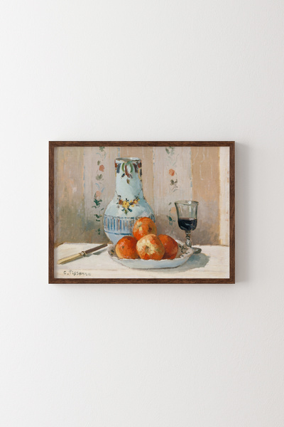 epiqart Still Life with Apple and Jug - Wooden Patterned Frame
