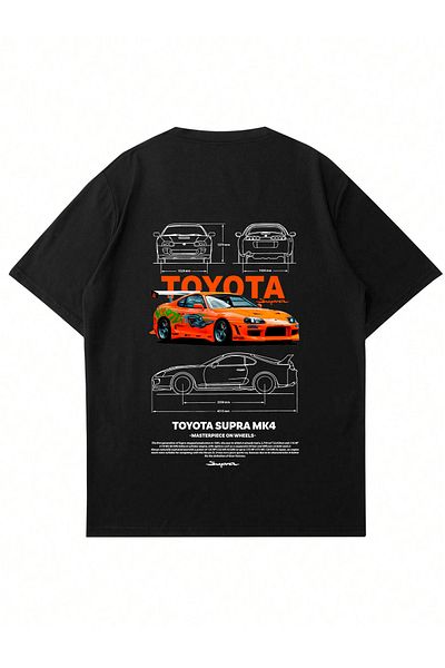 Mad&Calf Μπλουζάκι Unisex Toyota Supra με στάμπα με λαιμόκοψη
