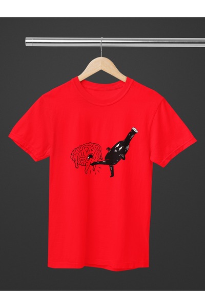 Butik Tricou cu mânecă scurtă cu gât rotund pentru femei/bărbați bumbac 100% lu Brain Transfer cu imprimeu