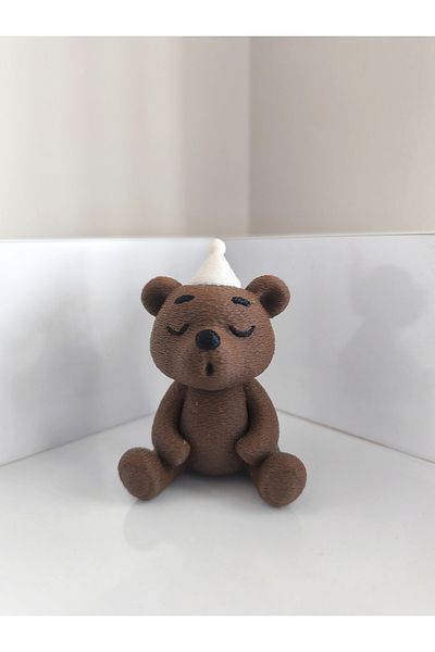 Alwin3d Cute Sitting Teddy Bear Figure Toy Blowing Candle 10cm