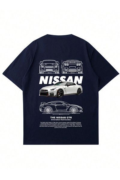 Mad&Calf Μπλουζάκι Unisex Nissan Gtr με στάμπα με λαιμόκοψη