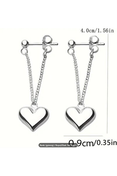 Dgt Luxury Platinum Plated, Heart Earrings with Chain