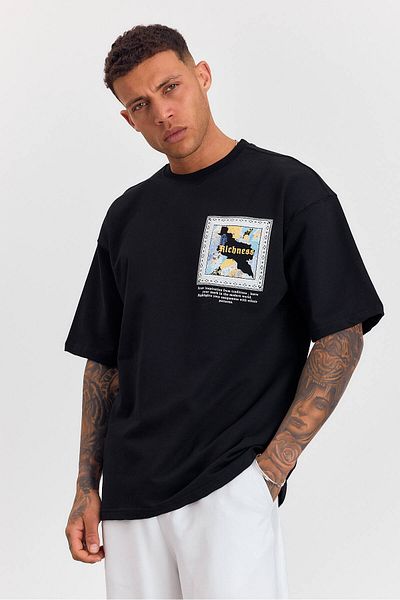İLKCET MODA Ανδρικό μπλουζάκι με στάμπα Oversize