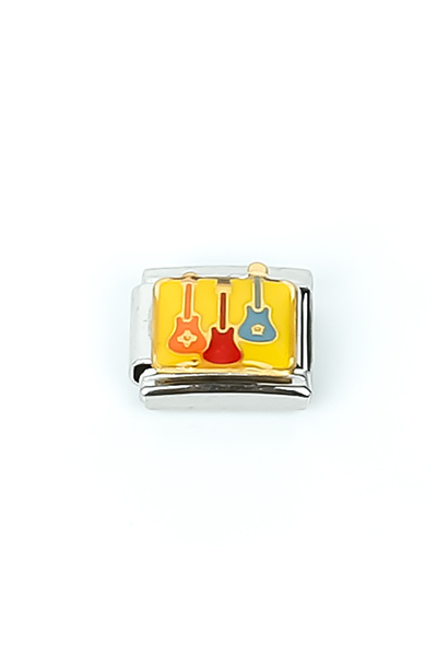 yfhobi Çelik İtalyan Bileklik Charmı, 1 Adet Gitar Çelik Charm, 1.Kalite Kara...