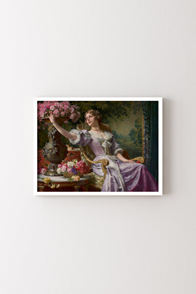 epiqart Woman in Floral Lilac Dress - White Frame