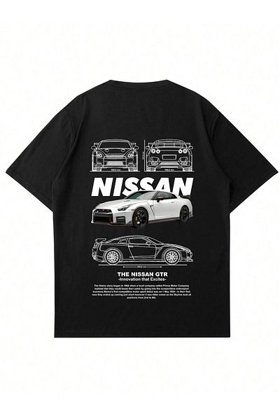 Mad&Calf Μπλουζάκι Unisex Nissan Gtr με στάμπα με λαιμόκοψη