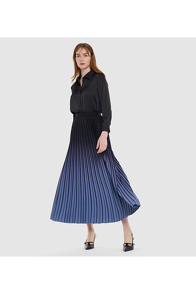 BCBG OMBRE PRINTED MAXI SKIRT WITH PLEATS