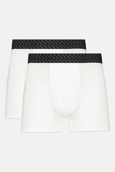 Tommy John Men 2 Pieces 6 Inseam Brand Logo Boxer Briefs, White