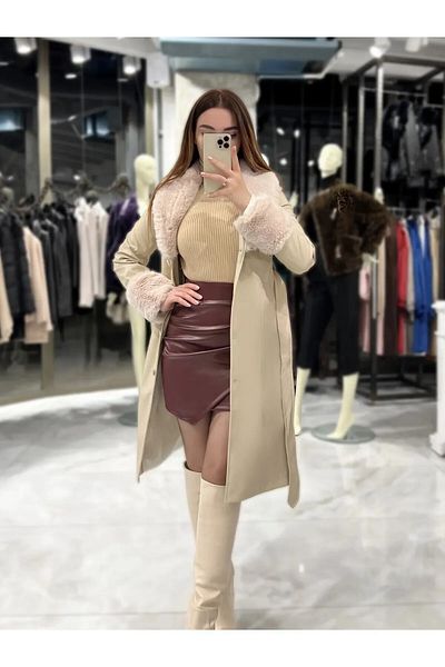 Zoe Zoe Mady Long Fur Leather Coat Hijab
