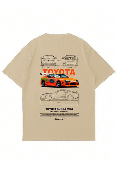Mad&Calf Μπλουζάκι Unisex Toyota Supra με στάμπα με λαιμόκοψη