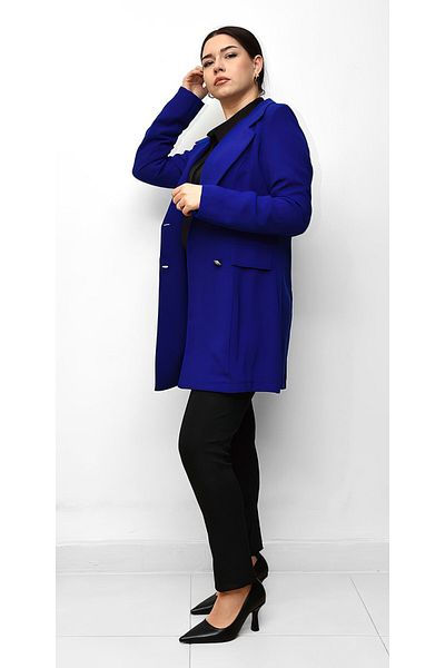 Şeker Portakalım سترة Selinada Fashion 409 Saks زرقاء غير مبطنة