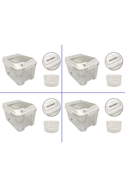 TrentonGCC Transparent Airtight Rice Storage Container with Measuring Cup - Set of 4