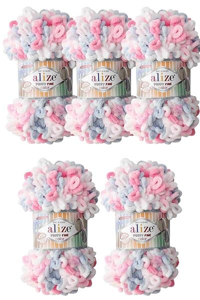 Alize 5 τεμάχια Puffy Fine Color Πλεκτά Νήματα - 1 Πακέτο 5945