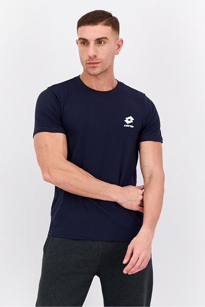 Lotto Men Sportswear Fit Short Sleeves Brand Logo Outdoor T-Shirt, Navy
