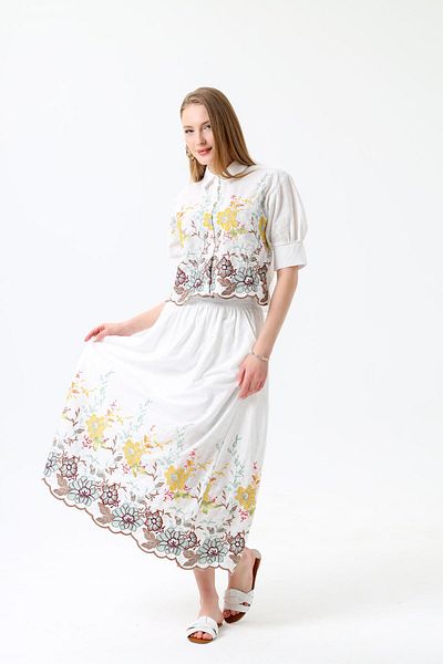 Dilek Aydın Atelier Embroidery Embroidered Shirt Skirt Set