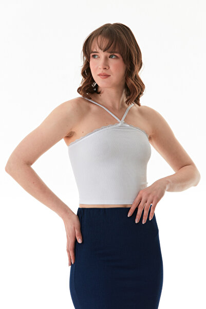 Fulla Moda Ribbed Cross Strap Crop Body