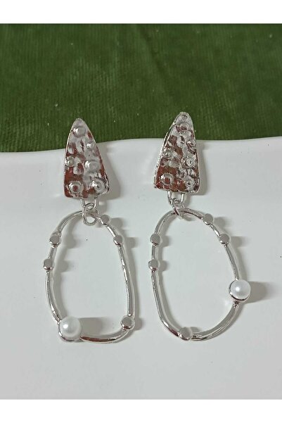 mos&more Modern Large Women's Earrings with Silver Pearls