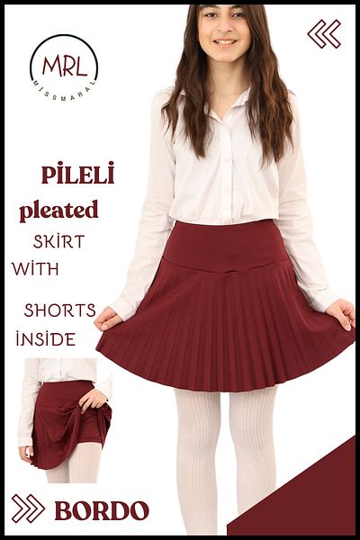 missmaral Fete Efect Claret - Fusta de școală-Joc-Sport cu talie înaltă în interiorul pantalonilor scurți 4103