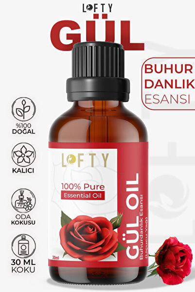 Lofty Gül Uçucu Yağ Buhurdanlık Esansı Oda Kokusu Esansiyel Yağ Buhur Yağı 30ml