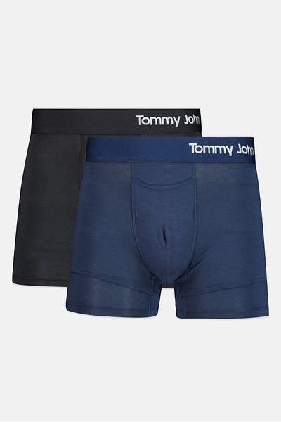 Tommy John Men 2 Pieces 6 Inseam Brand Logo Boxer Briefs, Multicolor