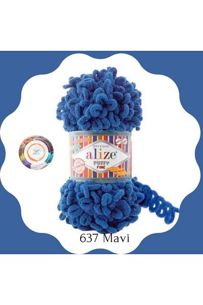 Alize Puffy Fine 637 Hand Knitting Thread Small Bowknot (Single) - 100 Gr. 14.5Mt. Finger Rope, Blanket Rope