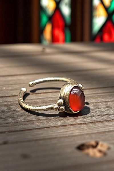 NBS Beautiful Naturel Stones Women's Copper Real Red Agate Stone Ring Adjustable Trend (Gift, Birthday, Daily)