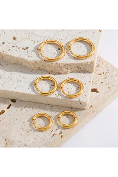 ARTEMİSİA Unisex 316 L Çelik Kararmaz 3 Boy 6'lı Halka Küpe Seti