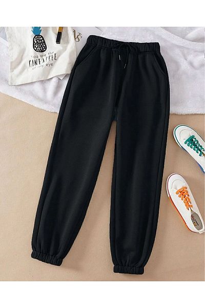 Eşofmania Unisex Φούτερ Μαύρο με ελαστικά πόδια