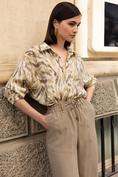 Suzi Cămașă supradimensionată, cu model, fără umăr, 4962