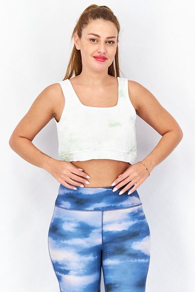 Don't Call Me Jennyfer Women Square Neck Sleeveless Tie Dye Top, White