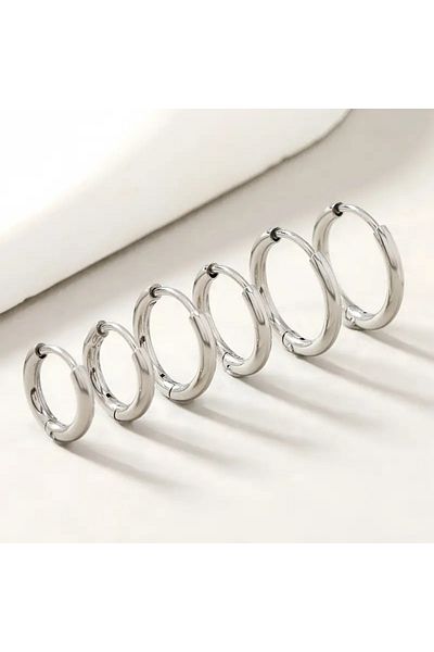 ARTEMİSİA Unisex 316 L Steel Tarnish-Free 3 Size 6-Piece Hoop Earring Set