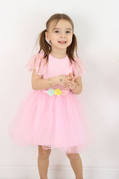 Mortex Κοριτσίστικο φόρεμα Tutu Tulle με λεπτομέρεια λουλουδιών για γενέθλια, γάμο, πάρτι