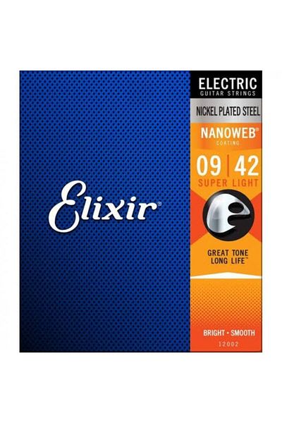 Elixir 12002 سلسلة جيتار كهربائي نانو ويب سوبر لايت (9-42)
