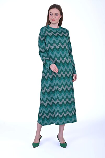 Invee İNVEE 6838 Yeşil Triko Elbise