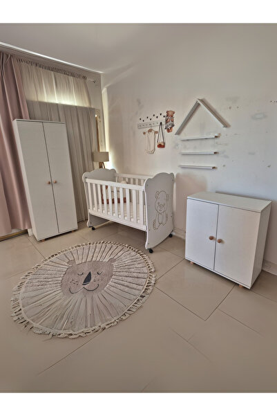 BebeK on For Sweetbear Bebek Odası Takımı Mdf Beşik 60x120 3 Kademeli Yatak Dahil Dolap Şifonyer