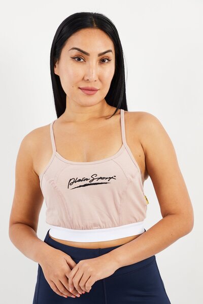 Plein Sport Women Brand Logo Non-Padded Sports Bra, Pink