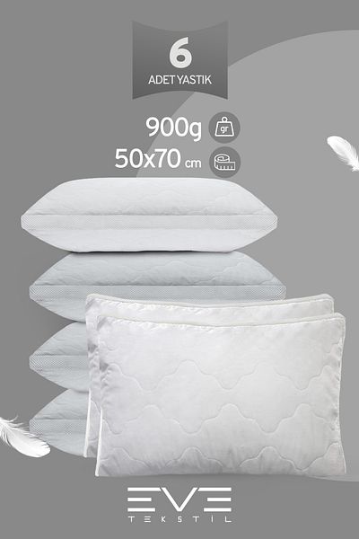 Eve Tekstil White Series 6 Grain Klimax - Pernă din nano fibre din silicon antialergic cu fermoar cu acoperire 50x70cm