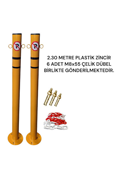 MEGESHOME 2 ADET Demir Duba Kulaklı Delinatör Otopark ZİNCİRLİ Sabit Park Bar...