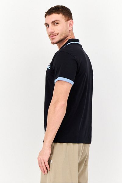 PAUL FRANK Men Regular Fit Brand Logo Short Sleeves Polo Shirt, Black