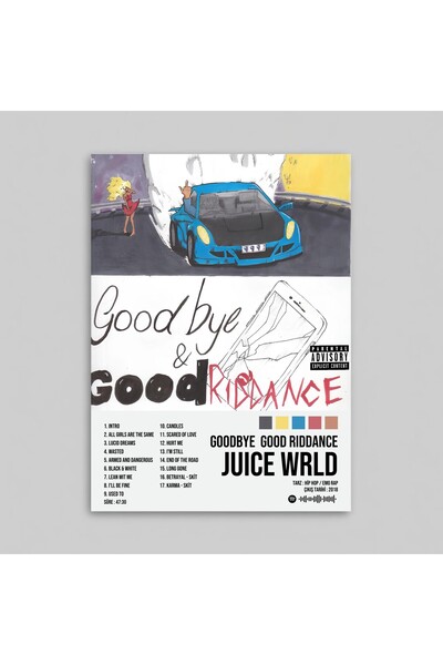 Orendart Juice Wrld - Goodbye Good Riddance Albüm Spotify Çerçevesiz Tasarım Poster