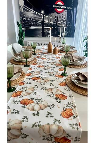 Decamor home Безтурботний біло-помаранчевий бігунок з візерунком гарбуза